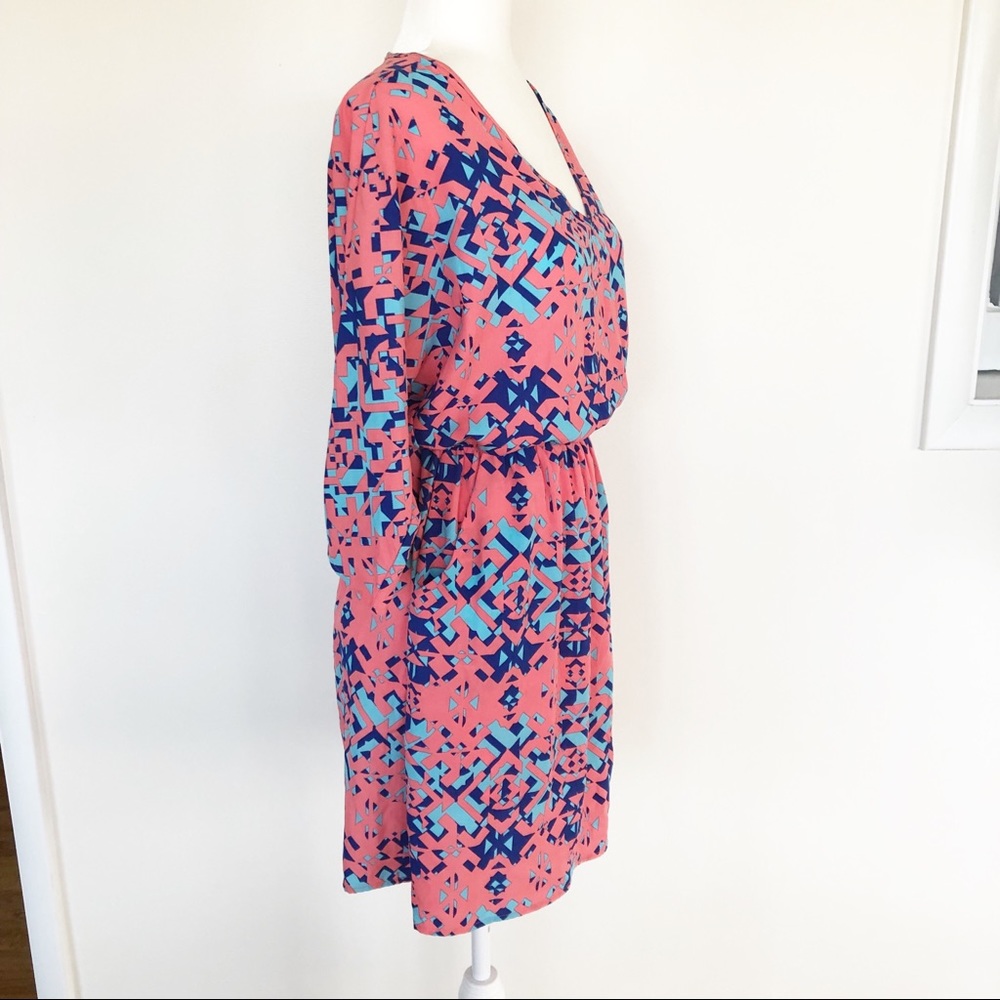 Coral Blue Easter Long Sleeve Cocktail Mini Dress - Picture 3 of 6